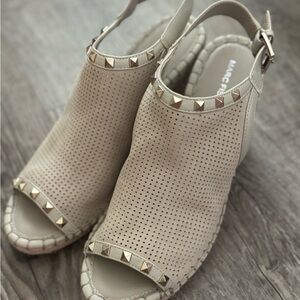 Marc Fisher Women's Beige Studded Sandals